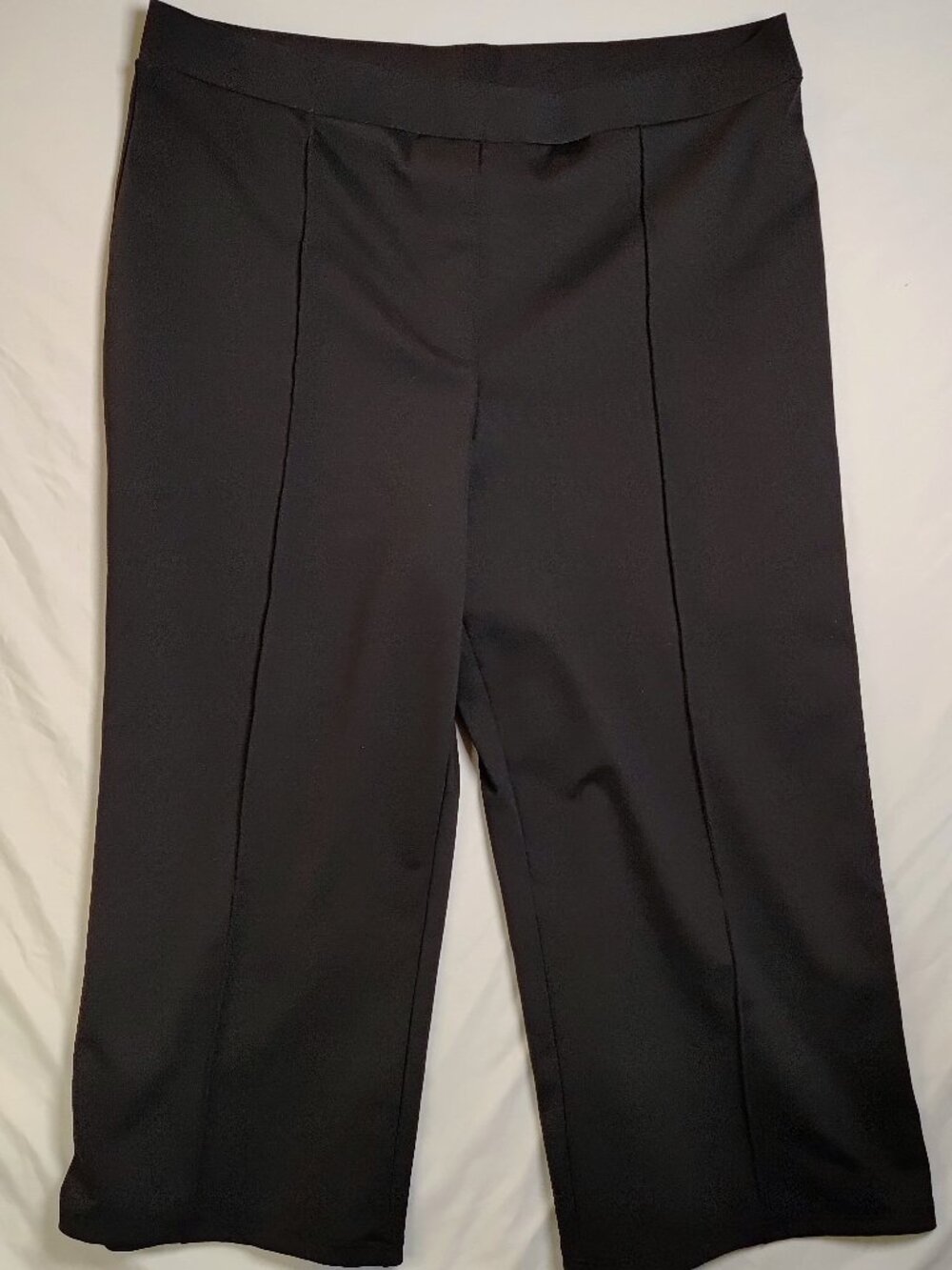 H&M XL Black Capri Crop Pants Wide Leg Elastic Waist Band Stretch Drapes